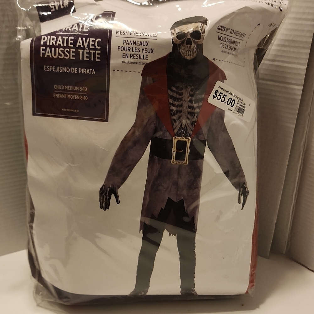 Spirit Pirate Skeleton Costume for Kids - Black and Red